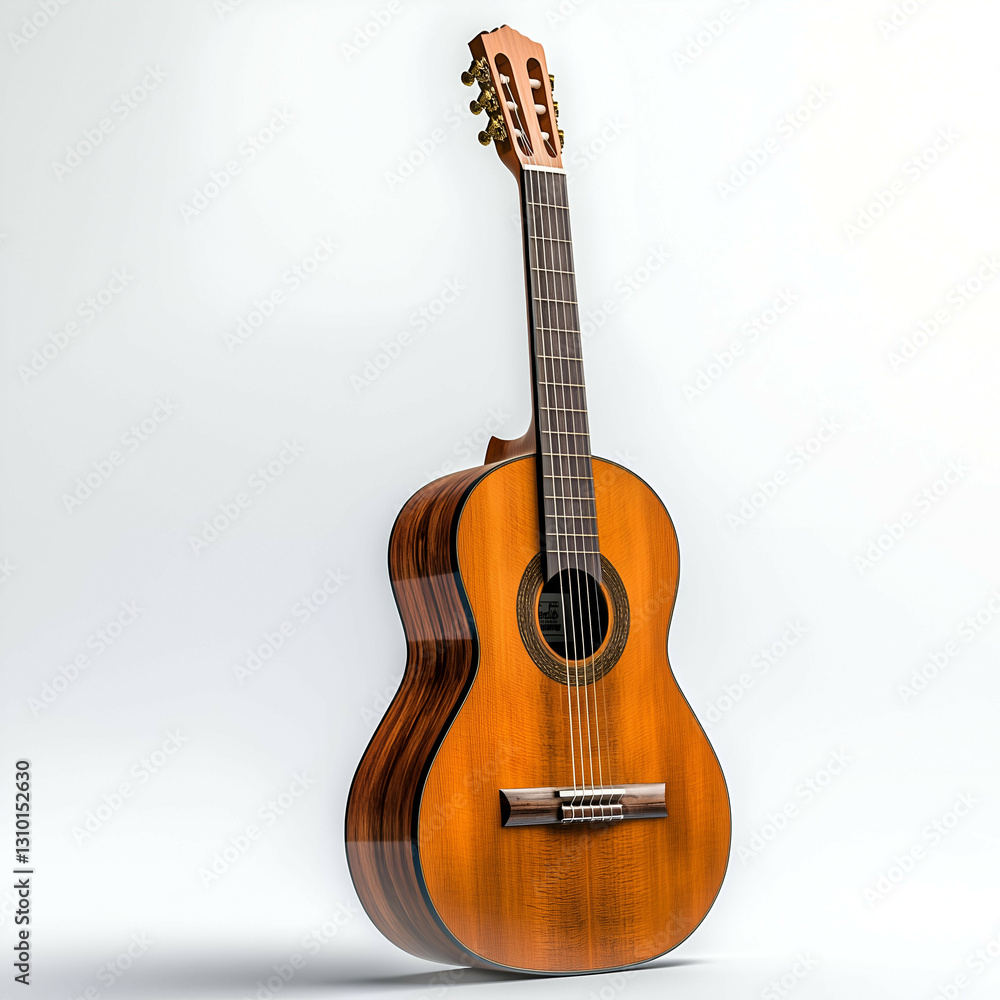 Fototapeta premium Acoustic Guitar Still Life: Elegant Handmade Mahogany & Rosewood Instrument for Music Lovers and Musicians