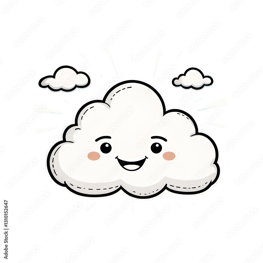 Smiling Cloud – Doodle-Style Drawing - a soft, puffy cloud with a happy, closed-eye smile. Smiling Cloud – Doodle-Style Drawing - a soft, puffy cloud with a happy, closed-eye smile.