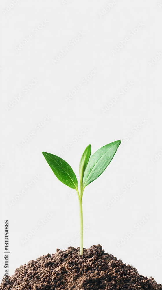 Young green sprout emerging from soil - nature and growth concept Young green sprout emerging from soil - nature and growth concept