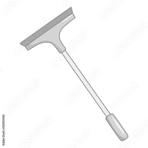 Squeegee cleaning tool with long handle for window washing, doodle style vector illustration