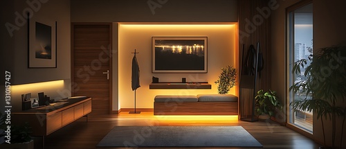 Wallpaper Mural Warm-lit entryway with accent lighting Torontodigital.ca