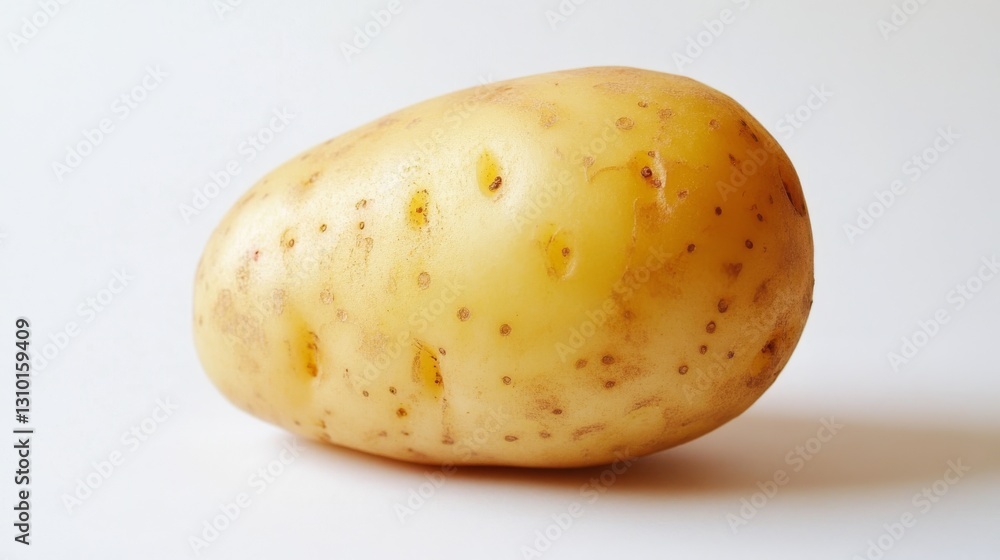 A single potato, shown up close against a white backdrop.
A single potato, shown up close against a white backdrop.