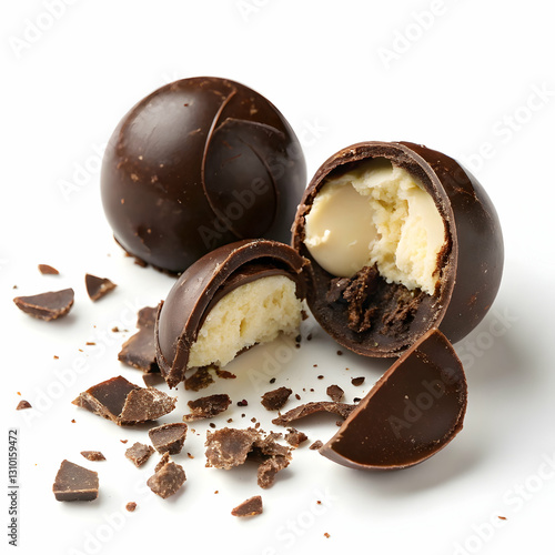 Broken chocolate ball isolated
