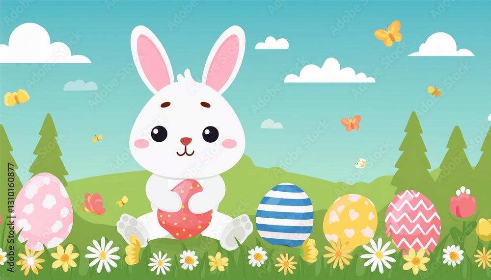Adorable Bunny With Easter Eggs In Flowery Meadow
. Generated image Adorable Bunny With Easter Eggs In Flowery Meadow
. Generated image