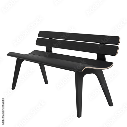 wooden black bench isolated on transparent background Generative Ai.
