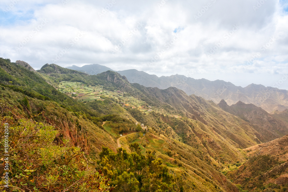 Fototapeta premium Panoramic view of mountain landscape at Anaga Rural Park, Tenerife