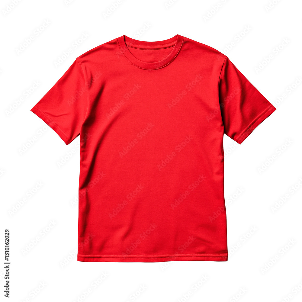 Bright red t-shirt displayed on a flat surface perfect for casual wear or promotional events Bright red t-shirt displayed on a flat surface perfect for casual wear or promotional events