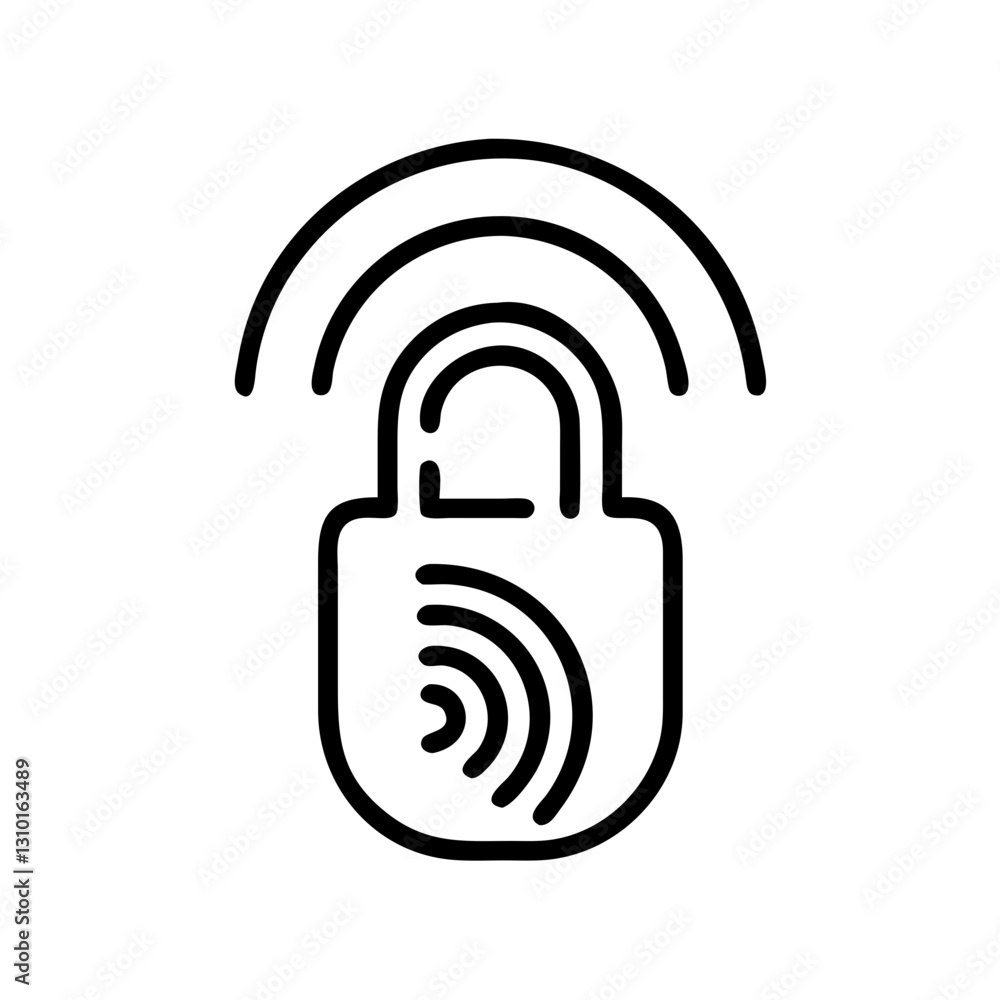 Biometric lock icon symbolizing security and technology concept Biometric lock icon symbolizing security and technology concept