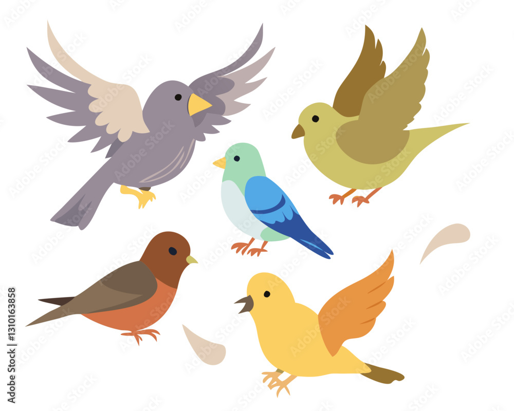 A stunning vector set of birds in blue, white, black, green, and yellow, united in harmony. Each bird showcases unique patterns and vibrant colors, symbolizing nature’s beauty, freedom, and diversity. A stunning vector set of birds in blue, white, black, green, and yellow, united in harmony. Each bird showcases unique patterns and vibrant colors, symbolizing nature’s beauty, freedom, and diversity.