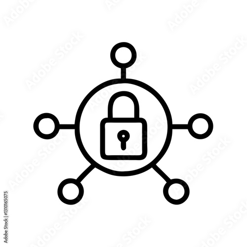 Network lock icon representing cybersecurity, protection concept