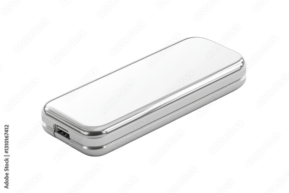 Portable silver metal case for storing small items and personal accessories in a compact design