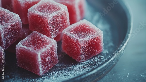   Close-up of a sugar-topped plate of food