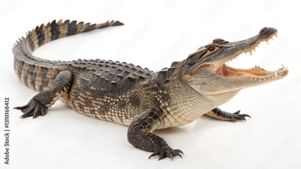 Fototapeta premium American Alligator On White Background