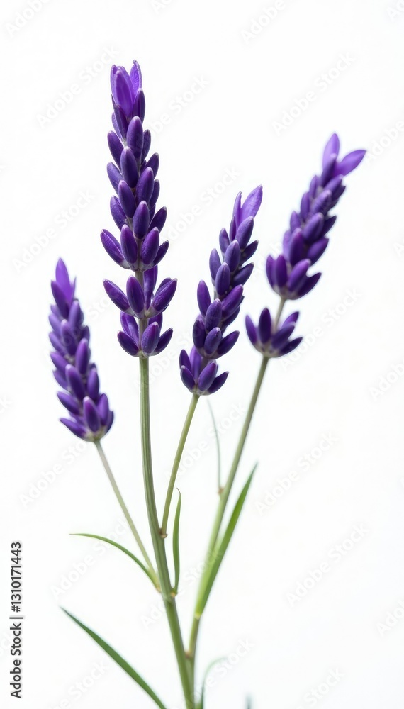 Naklejka premium Sprays of lavender branches on white background, branch, fragrant