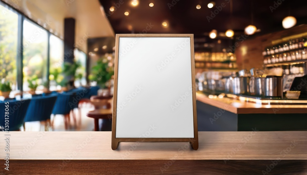 Front View of a Blank Menu Sign on Restaurant Counter Clean, Modern, and Minimalist Design in a Cozy Space, Perfect for Digital Art, Home Decor, or Design Inspiration Front View of a Blank Menu Sign on Restaurant Counter Clean, Modern, and Minimalist Design in a Cozy Space, Perfect for Digital Art, Home Decor, or Design Inspiration