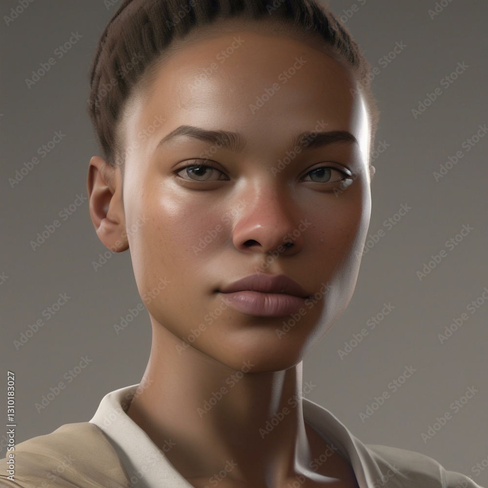 A highly detailed, hyper-realistic close-up portrait of an AI-generated human face. This digital artwork features lifelike skin textures, expressive eyes, and natural lighting. A highly detailed, hyper-realistic close-up portrait of an AI-generated human face. This digital artwork features lifelike skin textures, expressive eyes, and natural lighting.