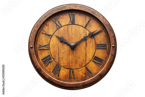 Wallpaper Mural Vintage wooden wall clock displaying classic Roman numerals, showcasing craftsmanship and timeless elegance in home decor Torontodigital.ca