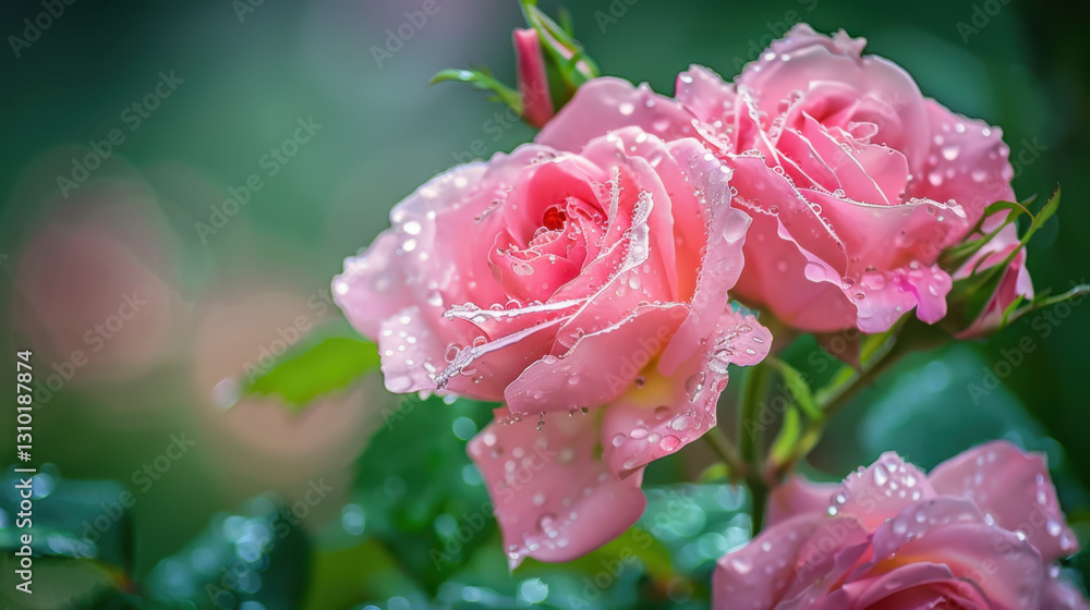 pink rose with water drops