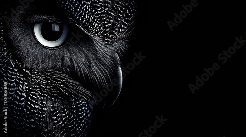   A monochrome image of an owl's profile with a single droplet falling from its beady eye