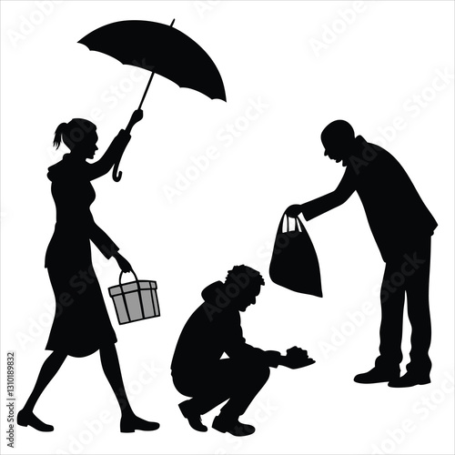 silhouette random acts of kindness day on white background