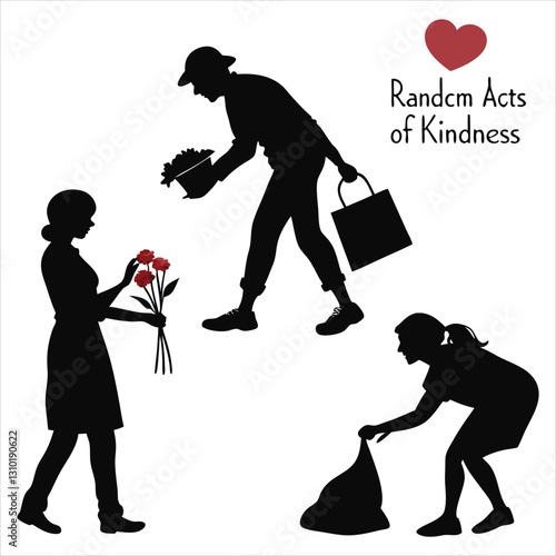 silhouette random acts of kindness day on white background