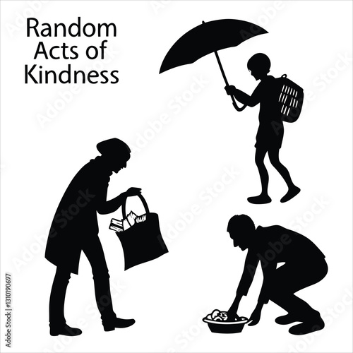 silhouette random acts of kindness day on white background