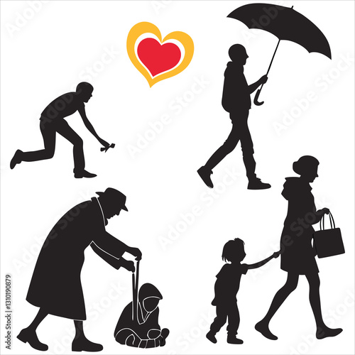 silhouette random acts of kindness day on white background