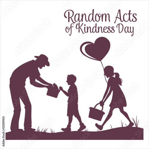 silhouette random acts of kindness day on white background