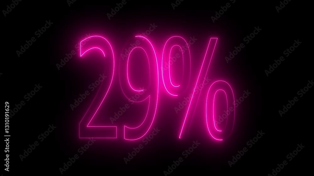 29% text animation by pink color neon on black background. 29% text animation by pink color neon on black background.