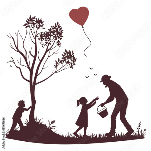 silhouette random acts of kindness day on white background
