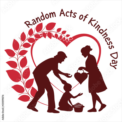 silhouette random acts of kindness day on white background