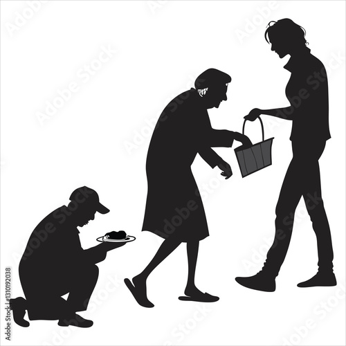 silhouette random acts of kindness day on white background