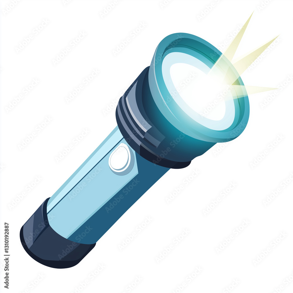 A blue flashlight emitting a bright beam of light, ideal for nighttime use, camping, or emergency situations A blue flashlight emitting a bright beam of light, ideal for nighttime use, camping, or emergency situations