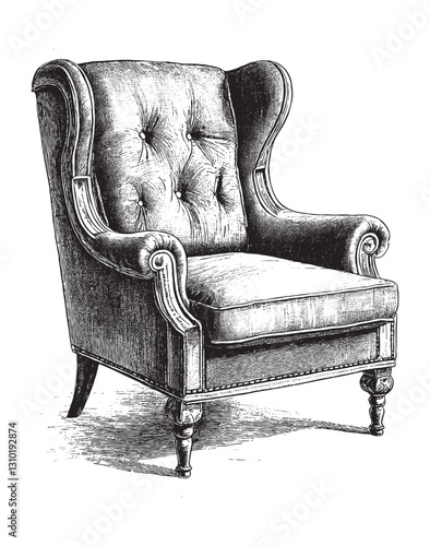 Vector illustration of a single classic looking comfy armchair