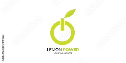 Logo design from a combination of the power symbol and lemon fruit, suitable for technology logos