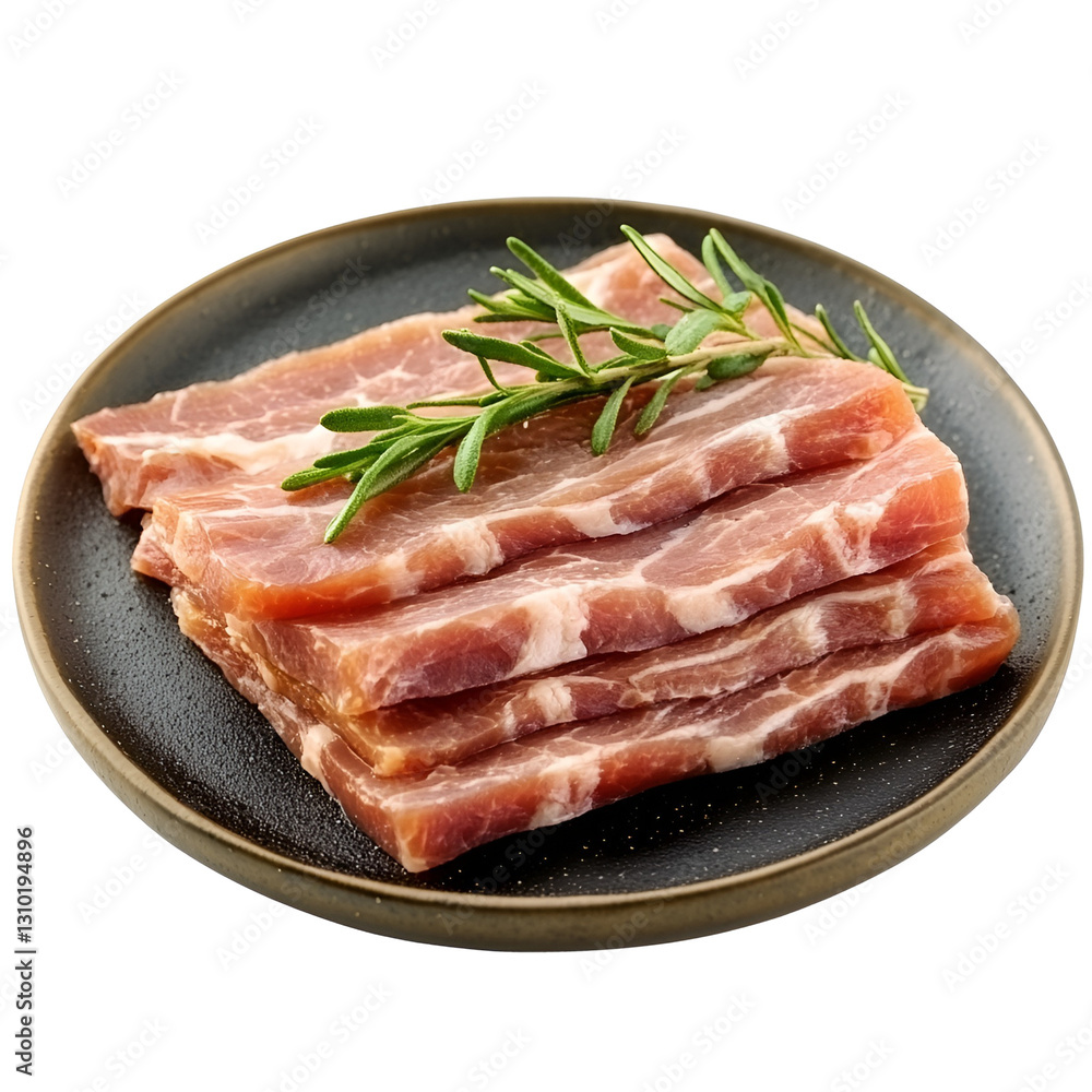 raw meat sliced stacked isolated on white or transparent. raw meat sliced stacked isolated on white or transparent.