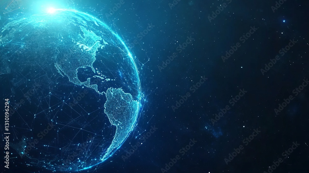 global network connections glowing on dark blue digital backdrop global network connections glowing on dark blue digital backdrop