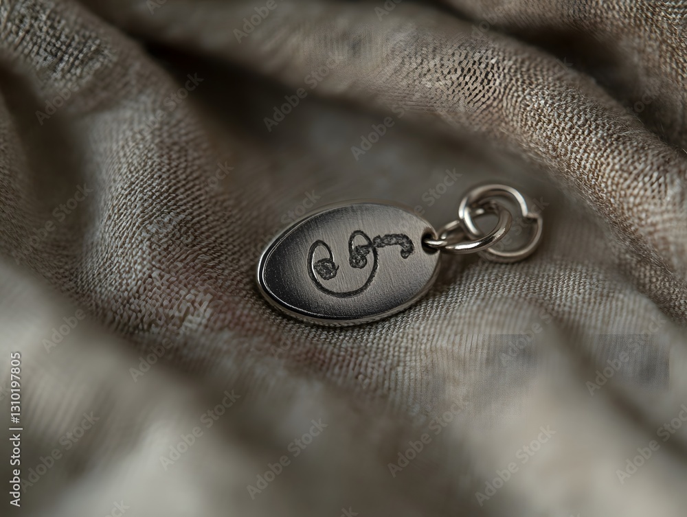 Close-up of a stylish keychain resting on a soft fabric background. Perfect for illustrating personal accessories and modern fashion trends.