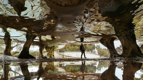 rainwater in puddles with beautiful reflections