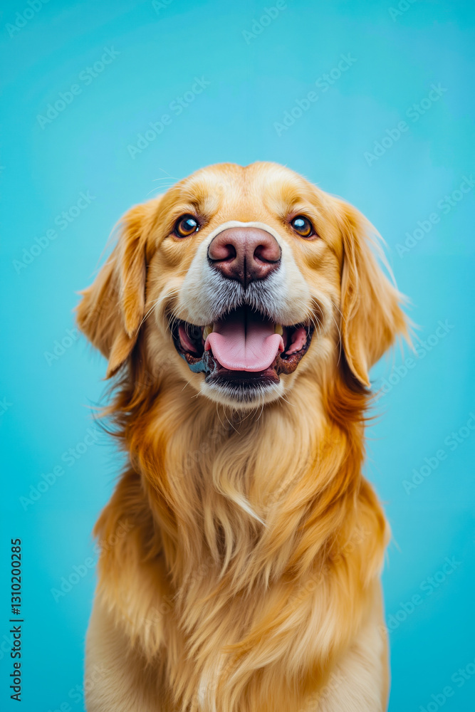 A golden retriever dog with its mouth open and tongue out A golden retriever dog with its mouth open and tongue out