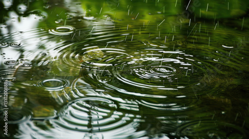 rainwater in puddles with beautiful reflections