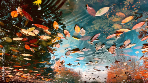 rainwater in puddles with beautiful reflections