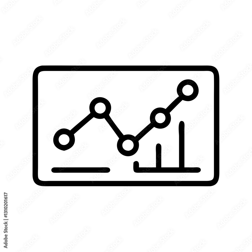 Analytics icon showing data trends, business analysis concept Analytics icon showing data trends, business analysis concept