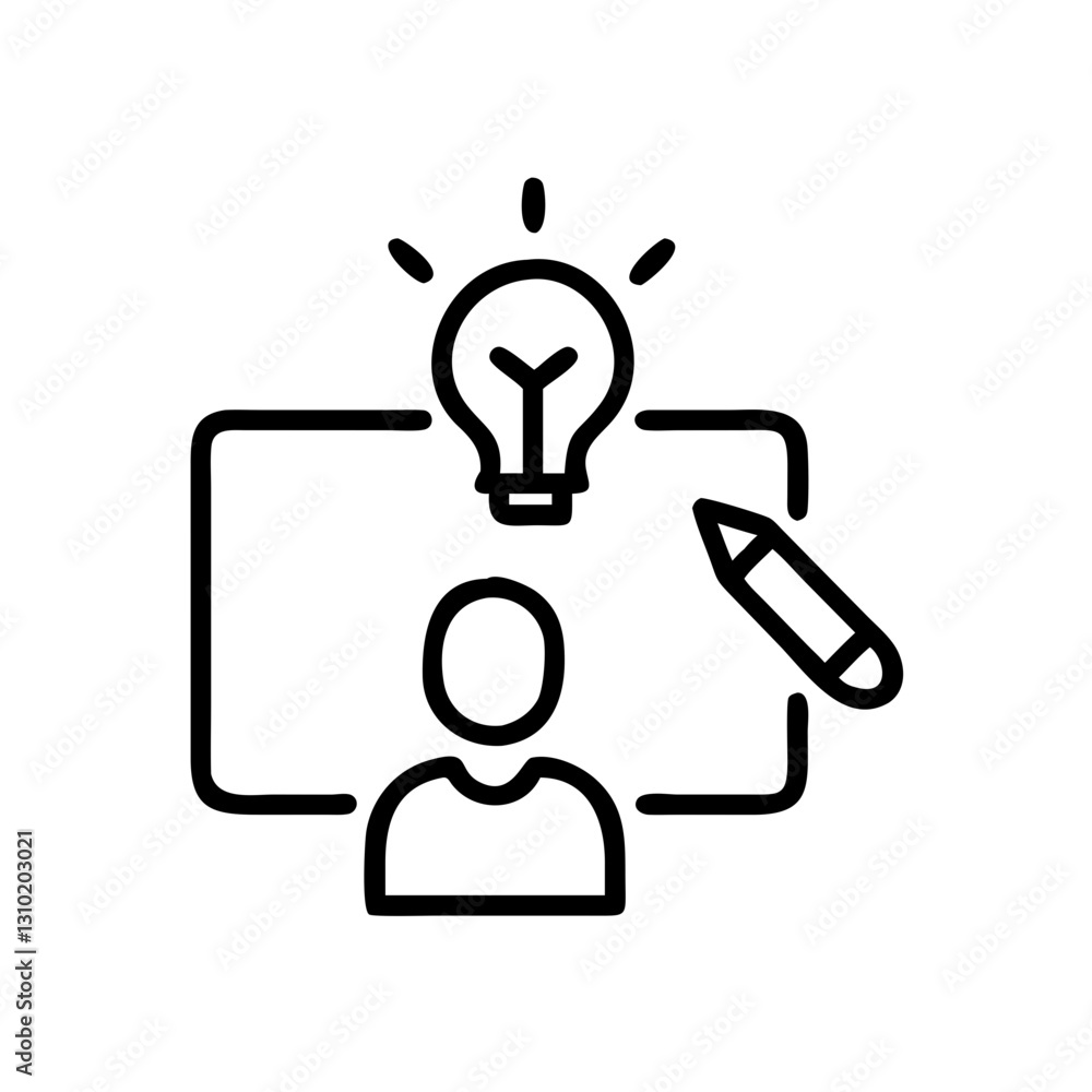 Digital creator icon brainstorming with pencil, innovation concept Digital creator icon brainstorming with pencil, innovation concept