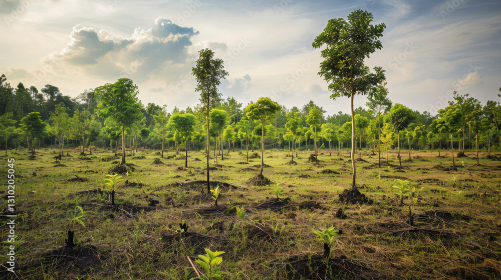 Obraz premium reforestation efforts, new trees