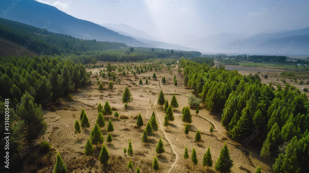 Naklejka premium reforestation efforts, new trees