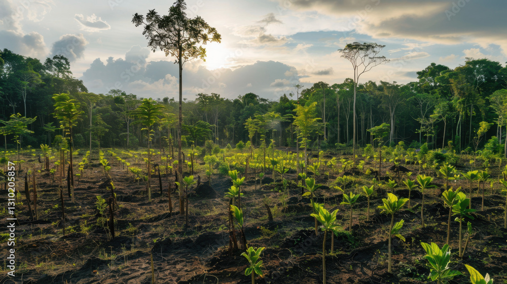 Obraz premium reforestation efforts, new trees