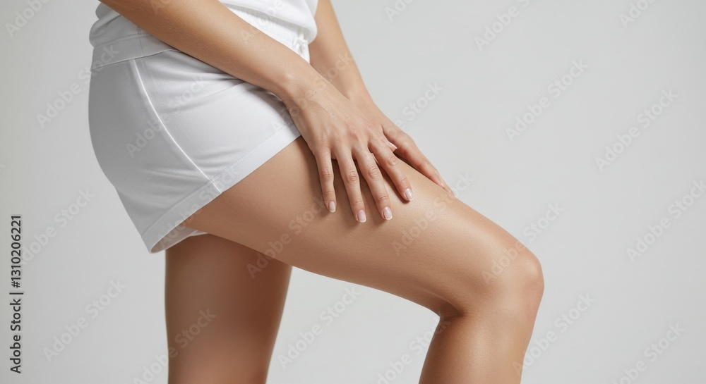 Smooth Legs, Woman in White Shorts Smooth Legs, Woman in White Shorts