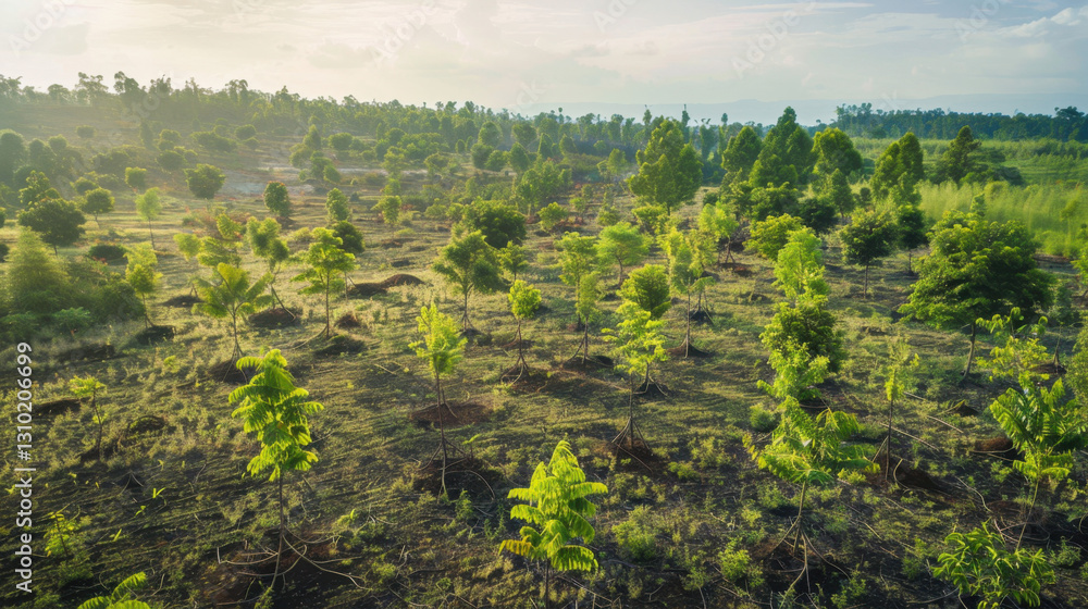 Naklejka premium reforestation efforts, new trees