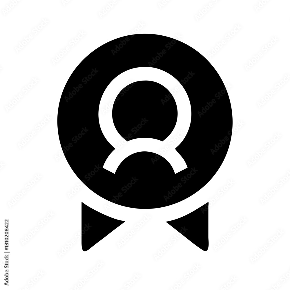 Social badge icon symbolizing achievement with ribbon, recognition concept Social badge icon symbolizing achievement with ribbon, recognition concept